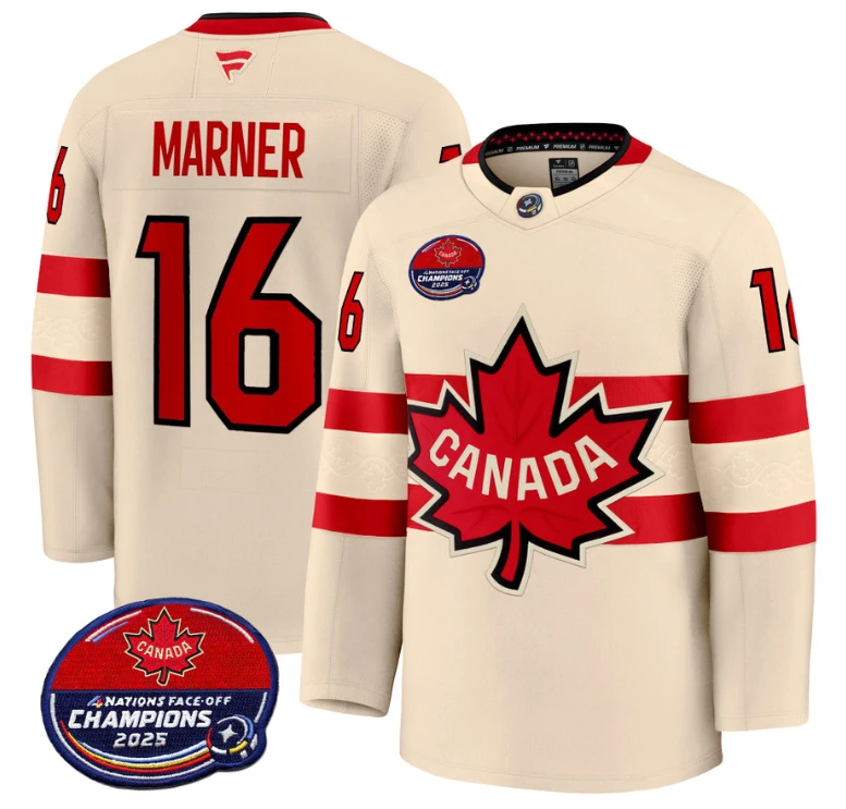 Men Mitch Marner Jersey #16 Canada 4 Nations Face-Off 2025 Champions V2 Cream by Hockey David