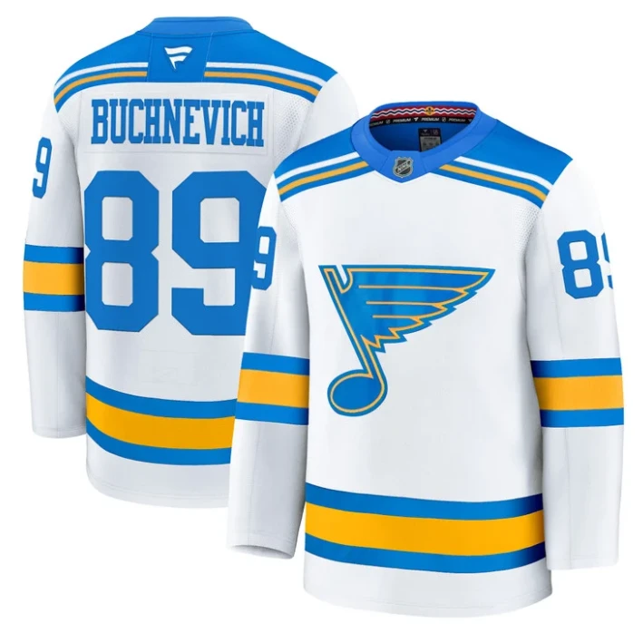 Men Pavel Buchnevich Jersey #89 St. Louis Blues 2025-26 Premium Stitched White by Hockey David