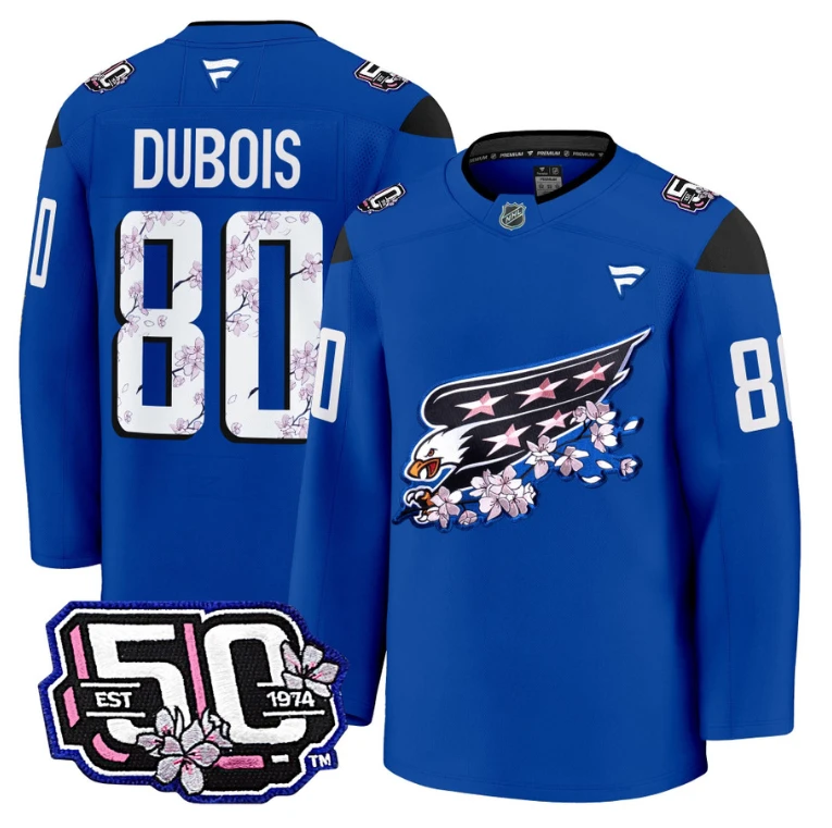 Men Pierre Dubois Jersey #80 Washington Capitals 50th Anniversary Cherry Blossom by Hockey David