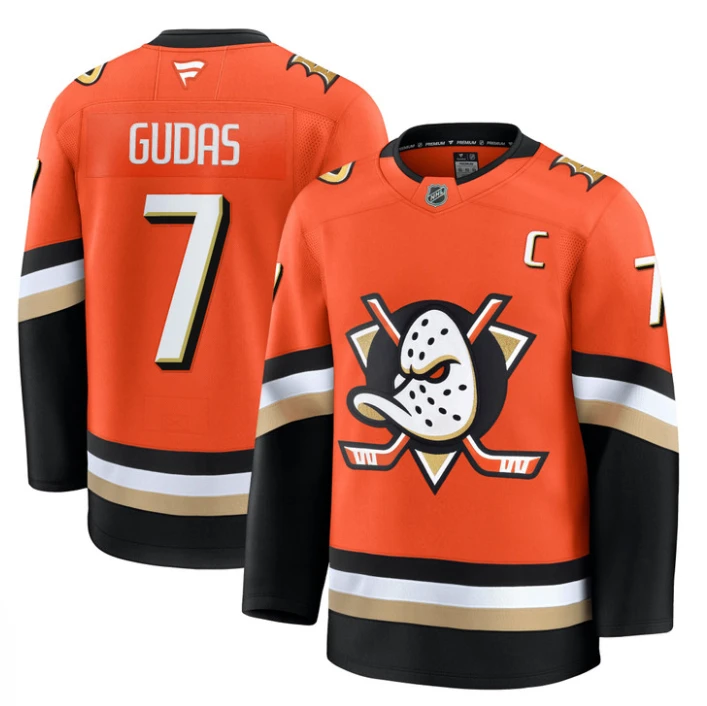 Men Radko Gudas Jersey #7 Anaheim Ducks 2025 Premium Stitched Home by Hockey David