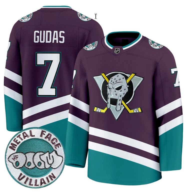 Men Radko Gudas Jersey #7 Anaheim Ducks MF DOOM Metal Face Villain Stitched by Hockey David