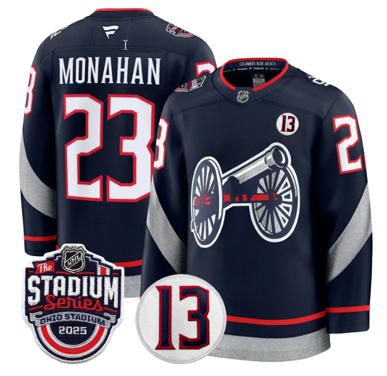 Men Sean Monahan Jersey #23 Columbus Blue Jackets 2025 Stadium Series Stitched by Hockey David