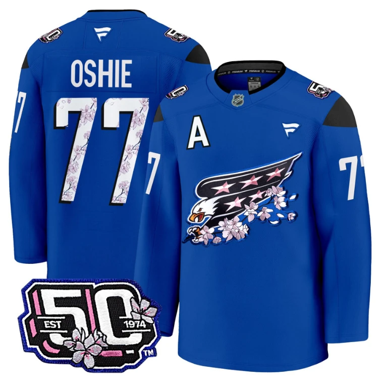 Men TJ Oshie Jersey #77 Washington Capitals 50th Anniversary Cherry Blossom (Copy) by Hockey David