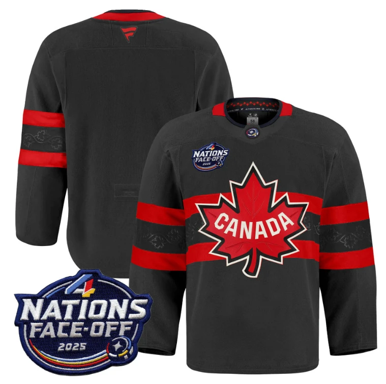 Men Team Jersey Canada 4 Nations Face-Off 2025 Pro Stitched Black by Hockey David