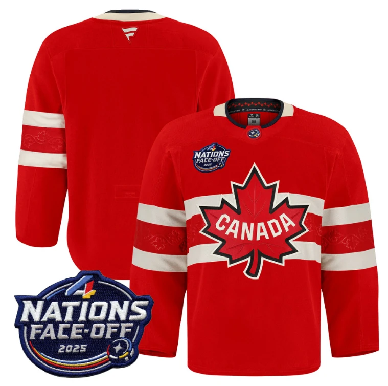 Men Team Jersey Canada 4 Nations Face-Off 2025 Pro Stitched Red by Hockey David