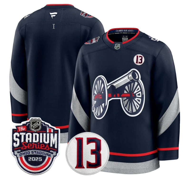 Men Team Jersey Columbus Blue Jackets 2025 Stadium Series Patch Stitched by Hockey David