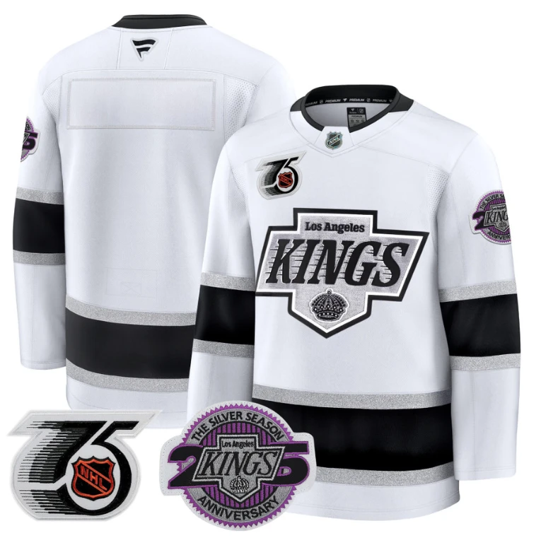 Men Team Jersey Los Angeles Kings 91-92 75th 25th Anniversary Stitched White by Hockey David