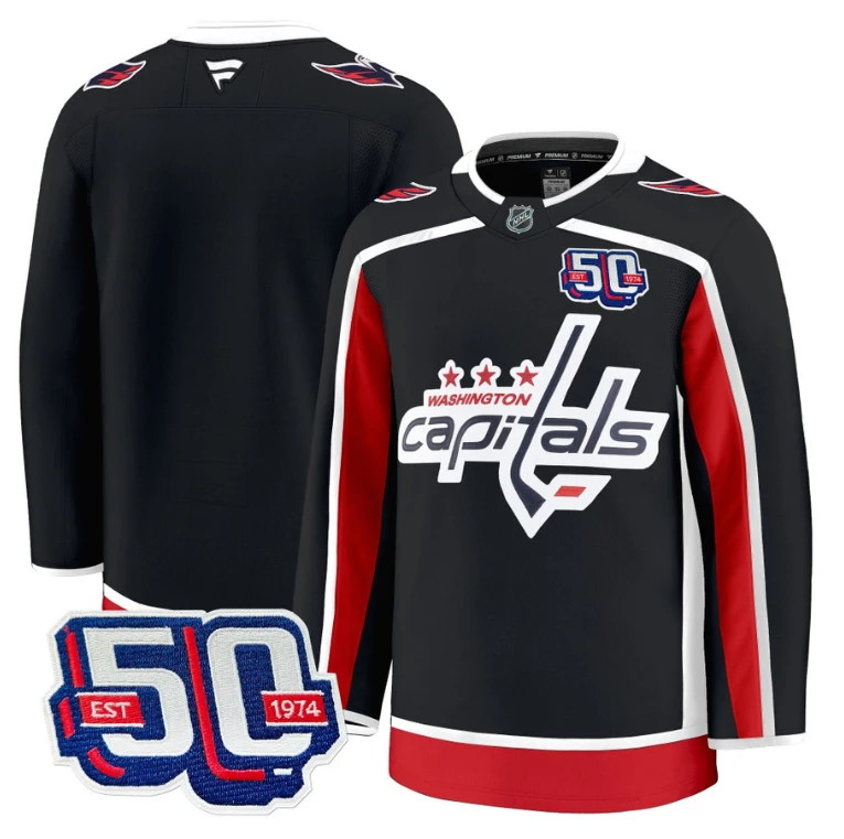 Men Team Jersey Washington Capitals 50th Anniversary Stitched Black by Hockey David