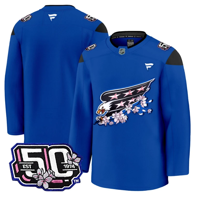 Men Team Jersey Washington Capitals 50th Anniversary Stitched Cherry Blossom by Hockey David