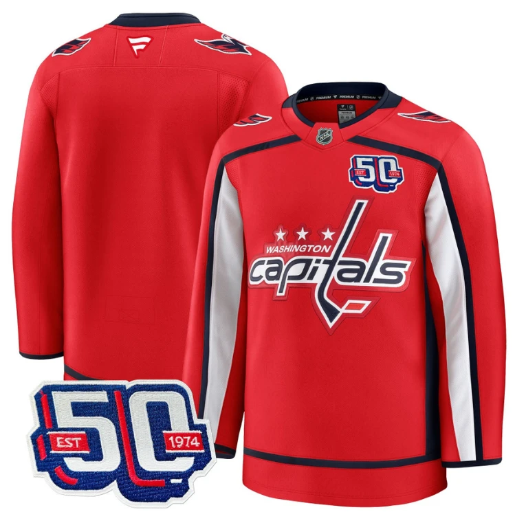 Men Team Jersey Washington Capitals 50th Anniversary Stitched Red by Hockey David