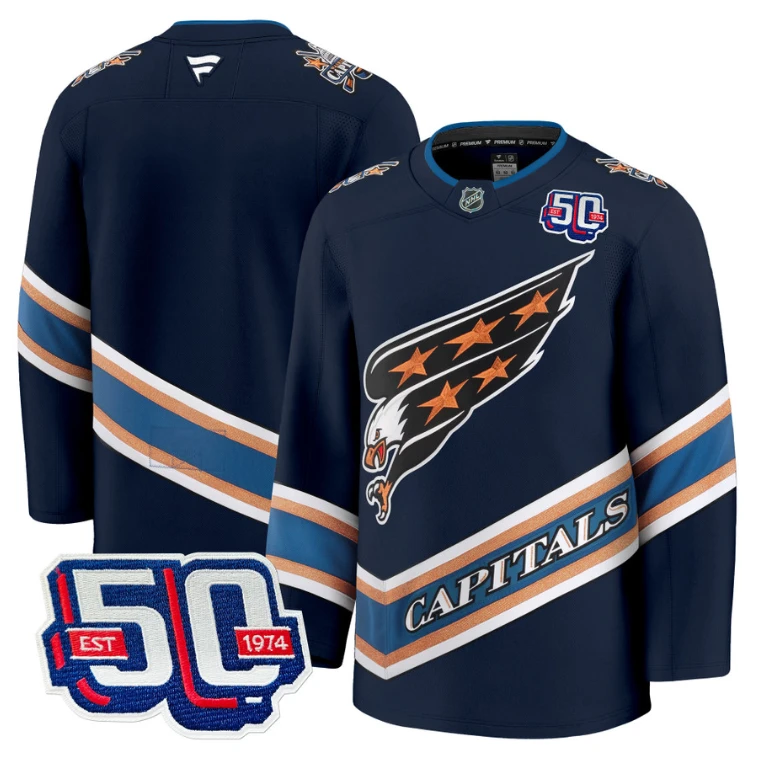 Men Team Jersey Washington Capitals Screaming Eagle 50th Anniversary Navy by Hockey David