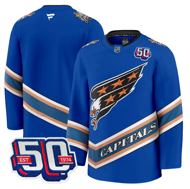 Men Team Jersey Washington Capitals Screaming Eagle 50th Anniversary Royal by Hockey David