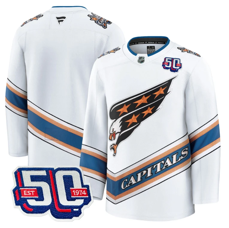 Men Team Jersey Washington Capitals Screaming Eagle 50th Anniversary White by Hockey David