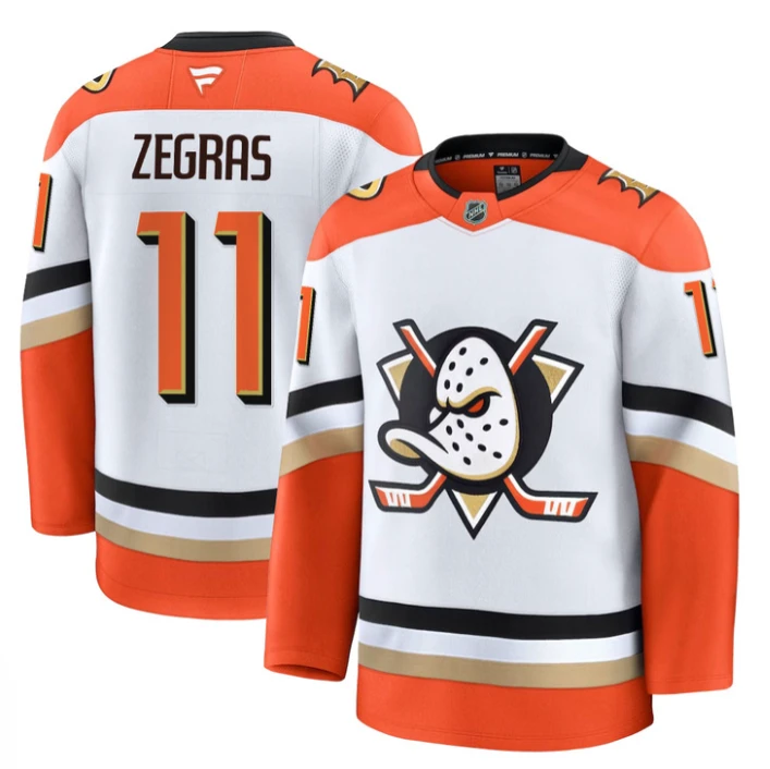 Men Trevor Zegras Jersey #11 Anaheim Ducks 2025 Premium Stitched Away by Hockey David