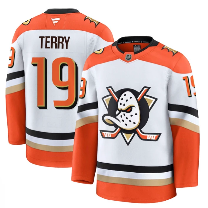 Men Troy Terry Jersey #19 Anaheim Ducks 2025 Premium Stitched Home by Hockey David
