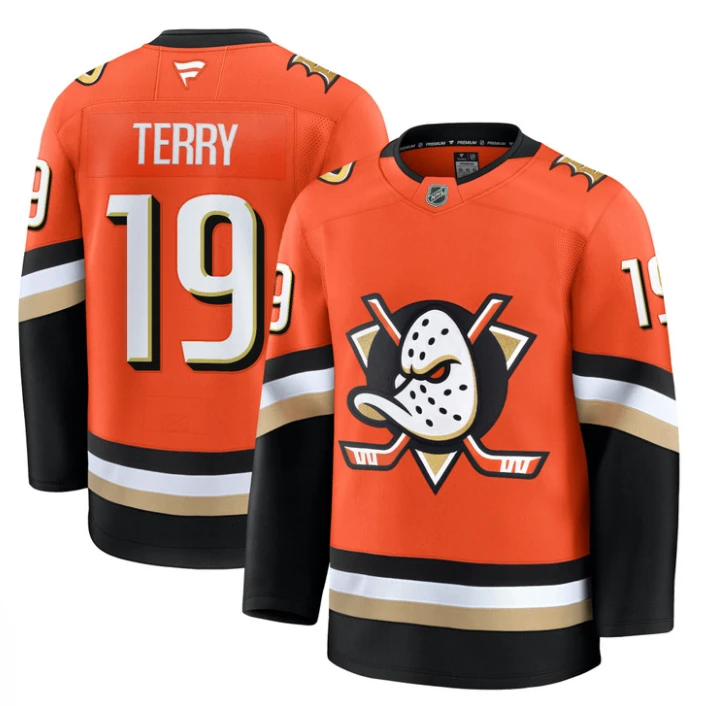 Men Troy Terry Jersey #19 Anaheim Ducks 2025 Premium Stitched Home by Hockey David