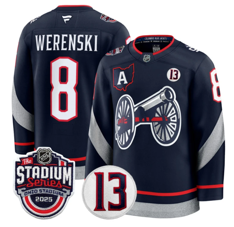 Men Zach Werenski Jersey #8 Columbus Blue Jackets 2025 Stadium Series Stitched by Hockey David