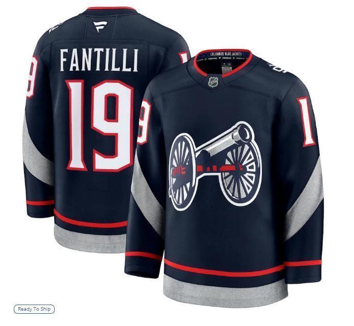 Men’s Adam Fantilli Jersey #19 Columbus Blue Jackets Navy All Stitched by Hockey David