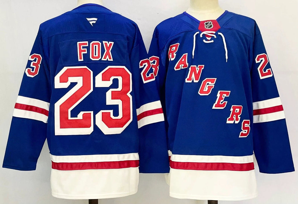 Men’s Adam Fox Jersey #23 New York Rangers Blue Home Stitched by Hockey David