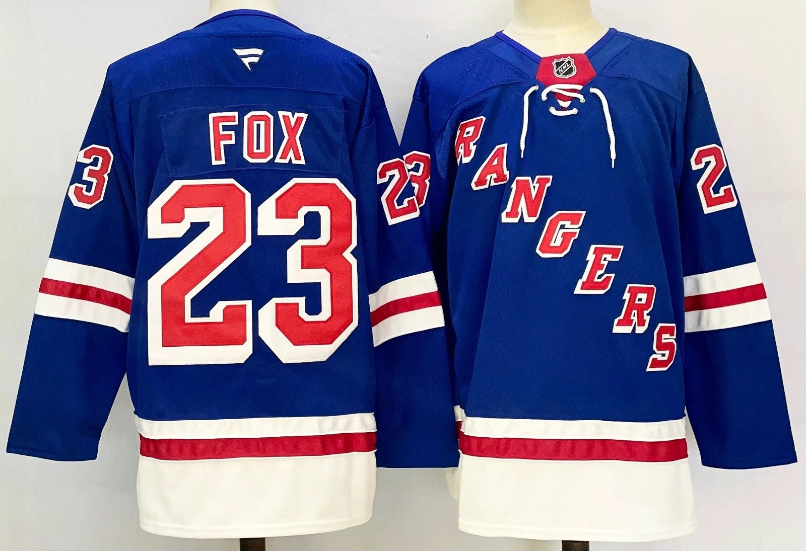 Men’s Adam Fox Jersey #23 New York Rangers Blue Home Stitched by Hockey David