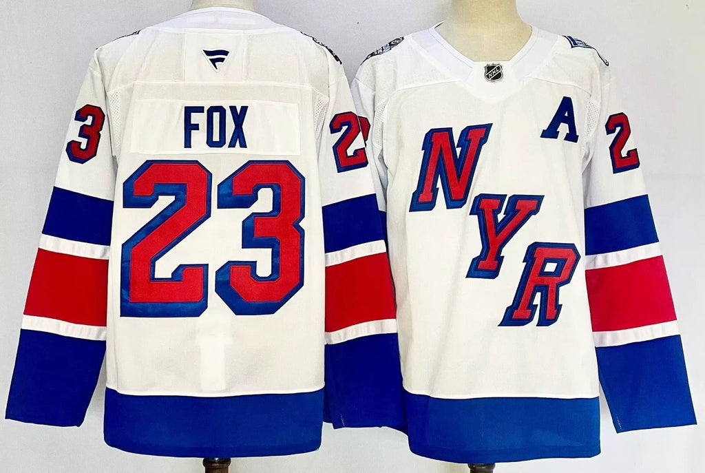 Men’s Adam Fox Jersey #23 New York Rangers White Alternate Stitched by Hockey David