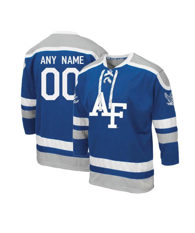 Men's Air Force Falcons Custom Royal Hockey Jersey by Hockey David
