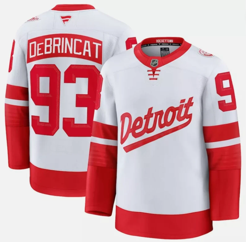 Men's Alex DeBrincat Jersey #93 Detroit Red Wings White 2025 Stadium Stitched by Hockey David