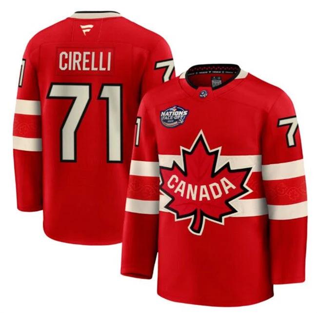 Men's Anthony Cirelli Jersey #71 Canada Red 2025 4 Nations Face-Off Stitched by Hockey David
