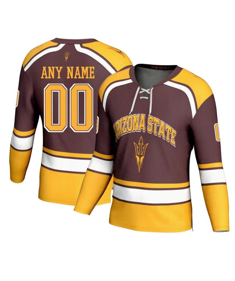 Men's Arizona State Sun Devils Custom Maroon Fashion Hockey Jersey by Hockey David