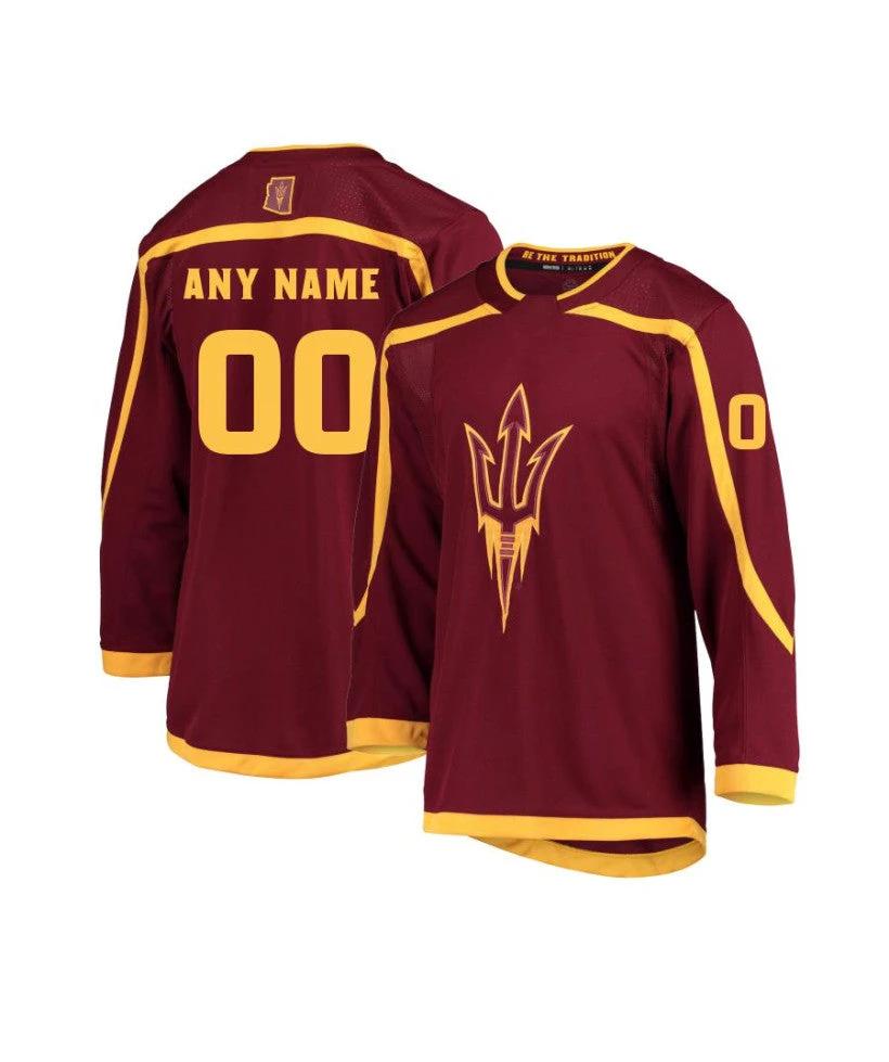 Men's Arizona State Sun Devils Custom Maroon Hockey Jersey by Hockey David