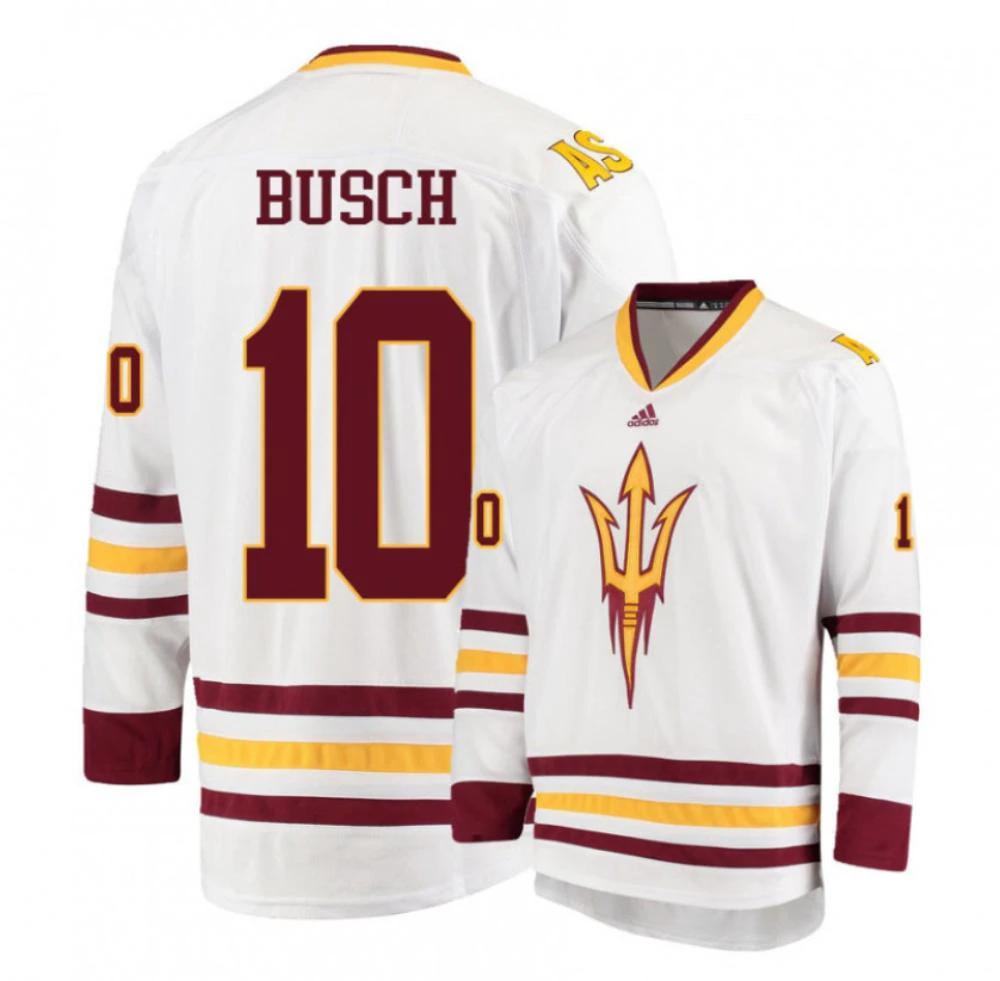 Men's Arizona State Sun Devils #10 Tyler Busch Hockey Stitched White Jersey by Hockey David