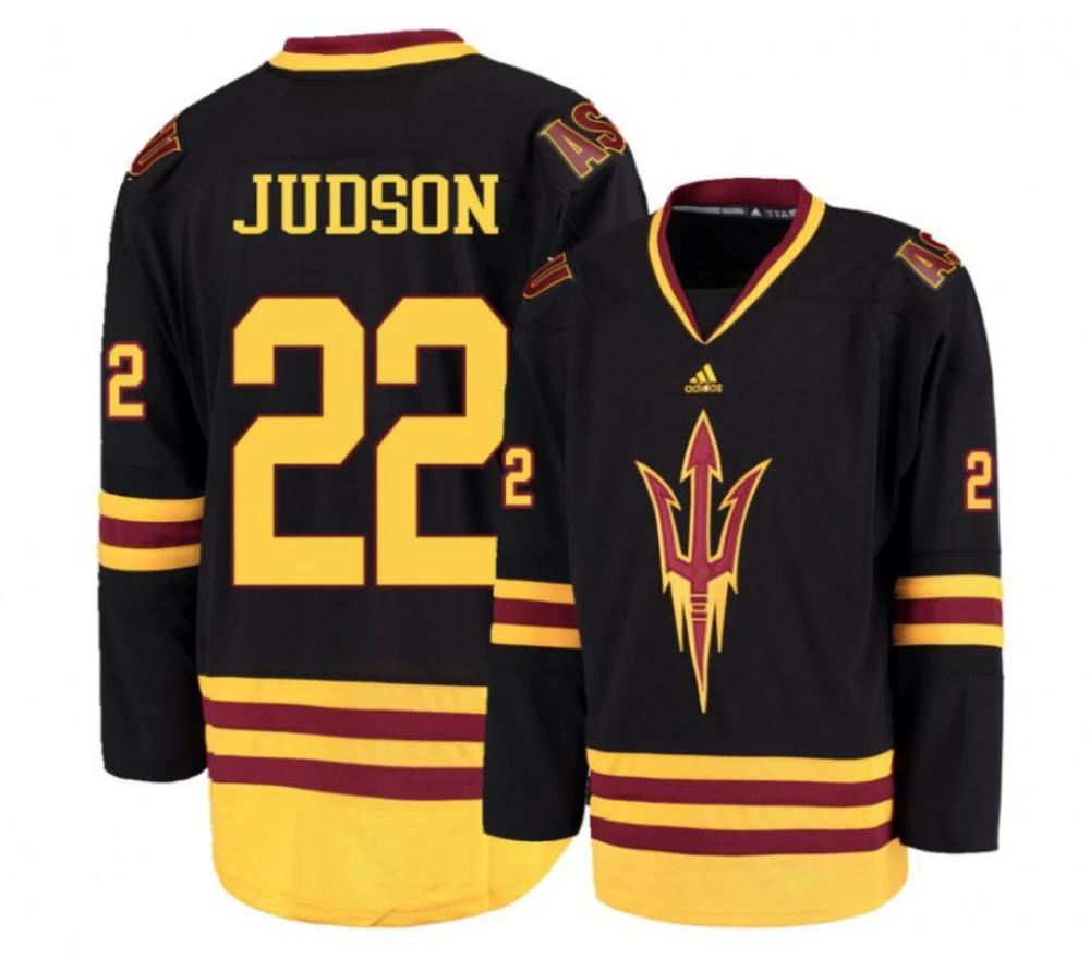 Men's Arizona State Sun Devils #22 Jack Judson Hockey Stitched Black Jersey by Hockey David