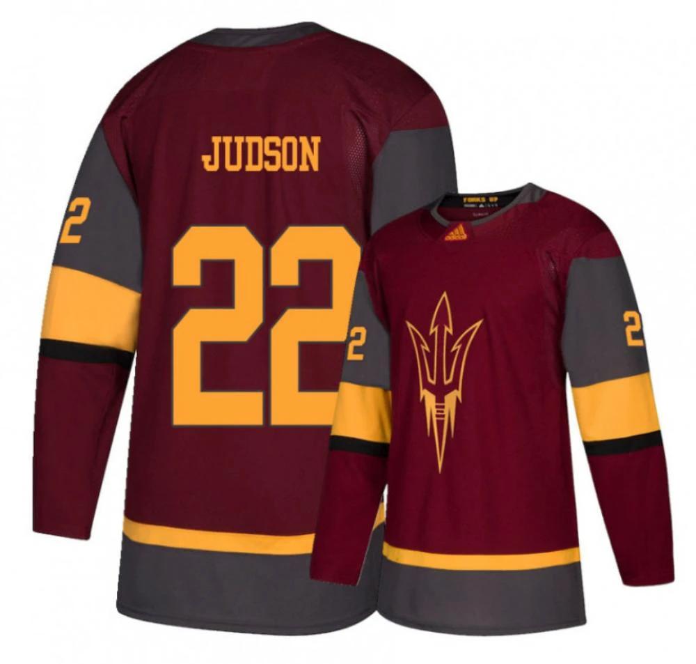 Men's Arizona State Sun Devils #22 Jack Judson Hockey Stitched Maroon Jersey by Hockey David