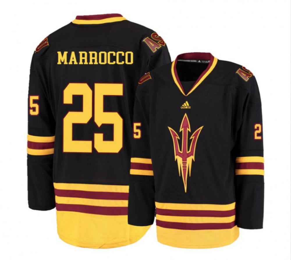 Men's Arizona State Sun Devils #25 PJ Marrocco Hockey Stitched Black Jersey by Hockey David
