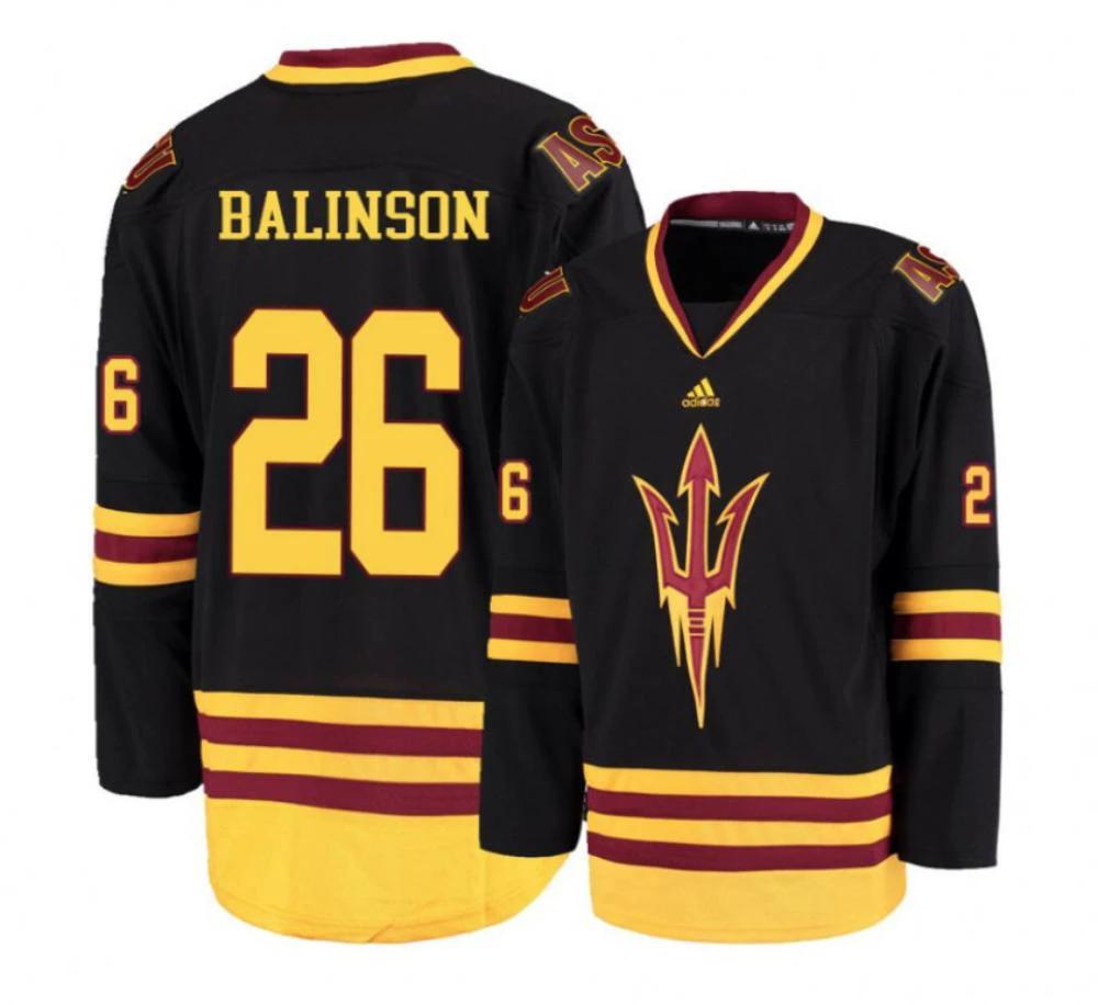 Men's Arizona State Sun Devils #26 Max Balinson Hockey Stitched Black Jersey by Hockey David