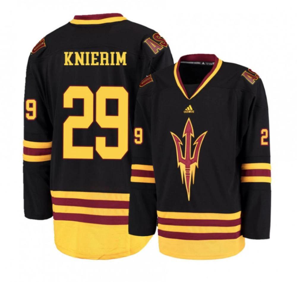 Men's Arizona State Sun Devils #29 William Knierim Hockey Stitched Black Jersey by Hockey David
