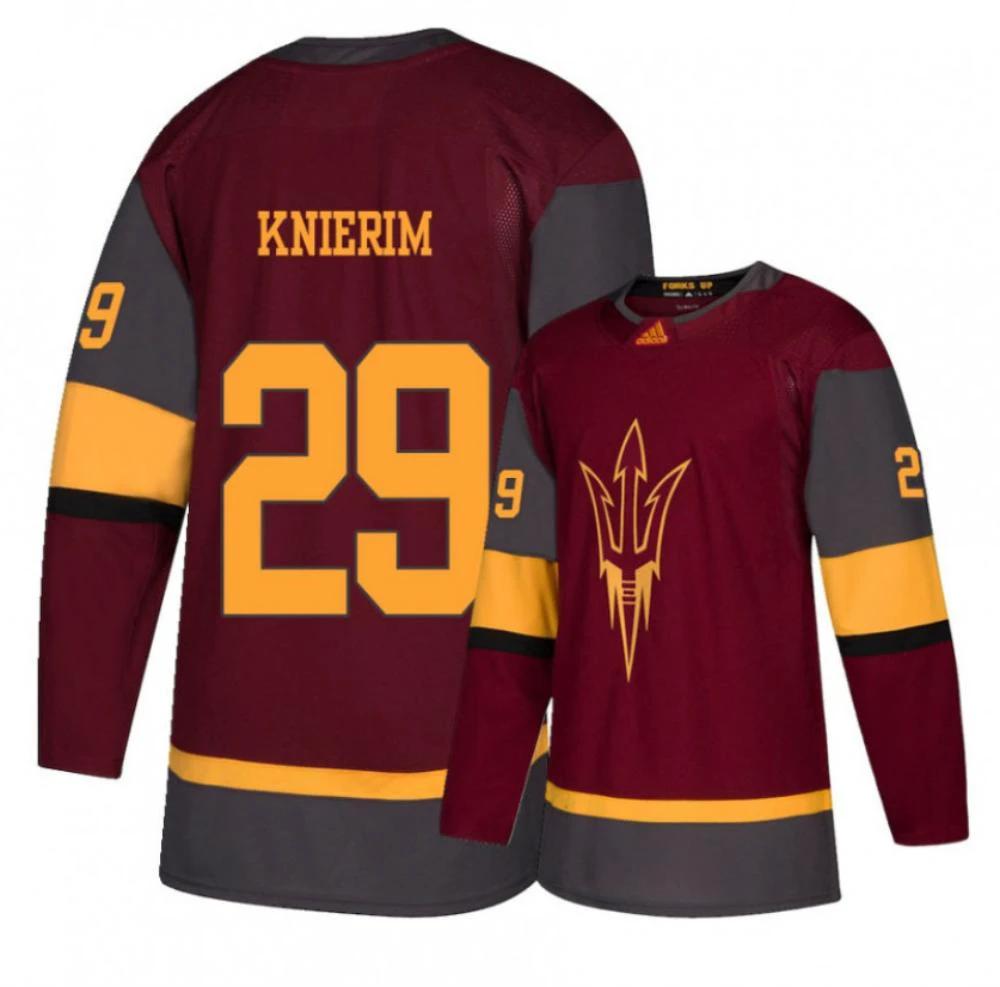 Men's Arizona State Sun Devils #29 William Knierim Hockey Stitched Maroon Jersey by Hockey David