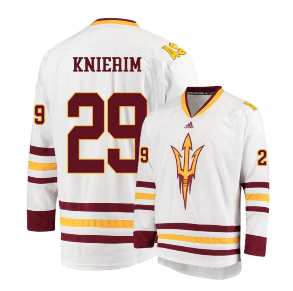Men's Arizona State Sun Devils #29 William Knierim Hockey Stitched White Jersey by Hockey David