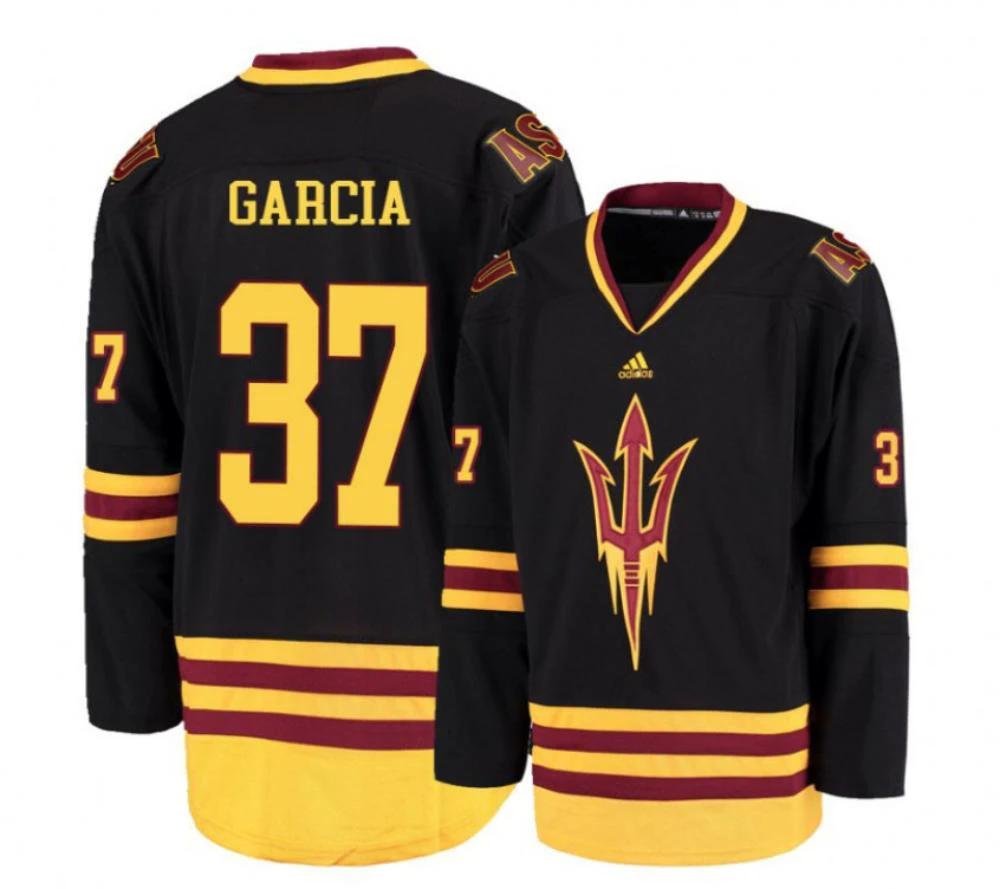 Men's Arizona State Sun Devils #37 Dominic Garcia Hockey Stitched Black Jersey by Hockey David