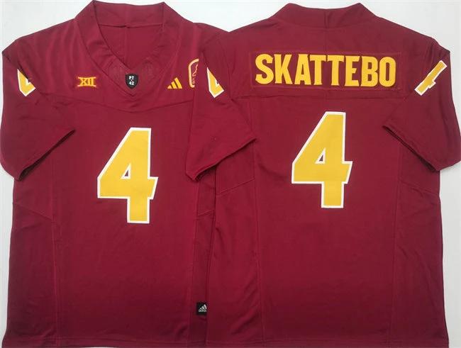 Men's Arizona State Sun Devils #4 Cam Skattebo Red 2025 F.U.S.E. Stitched Jersey by My Store NCAA Football Jerseys