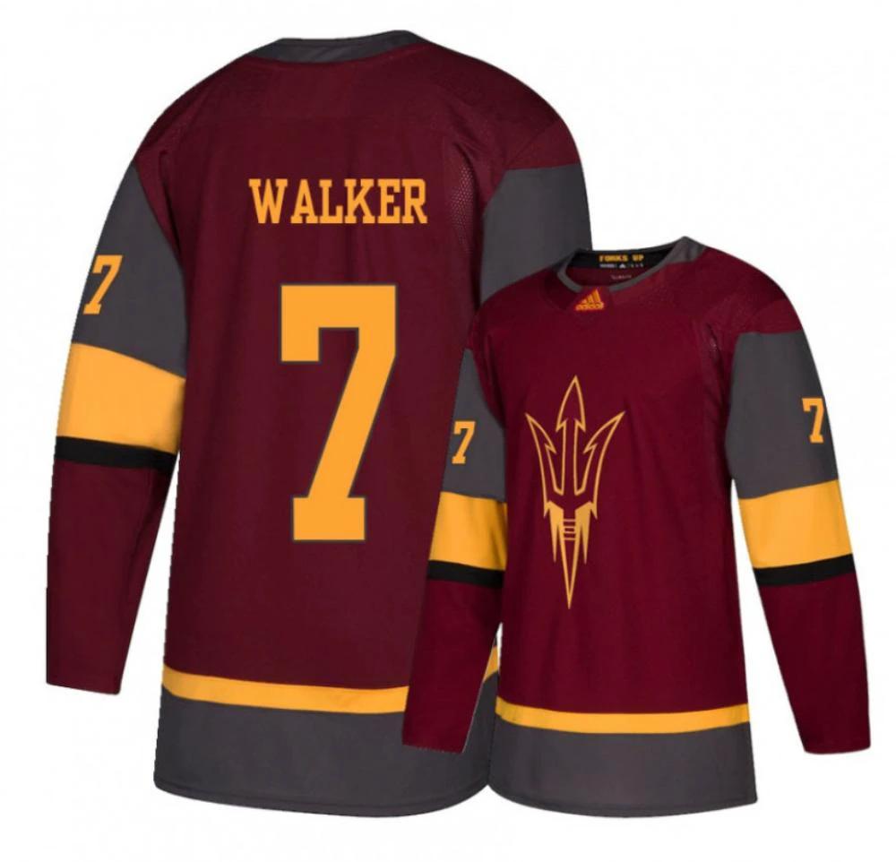 Men's Arizona State Sun Devils #7 Johnny Walker Hockey Stitched Maroon Jersey by Hockey David