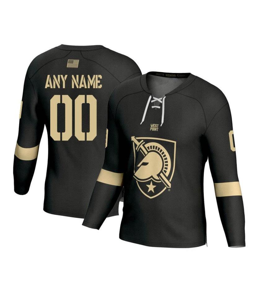Men's Army Black Knights Custom Black Fashion Hockey Jersey by Hockey David