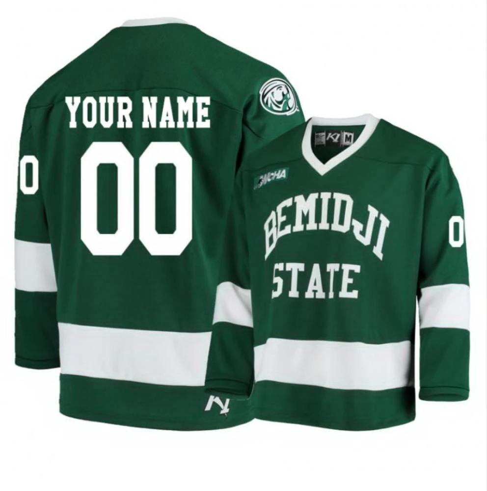 Men's Bemidji State Beavers Green Custom Hockey Jersey by Hockey David