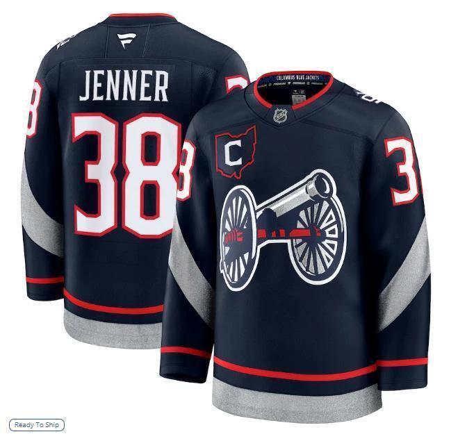 Men’s Boone Jenner Jersey #38 Columbus Blue Jackets Navy All Stitched by Hockey David