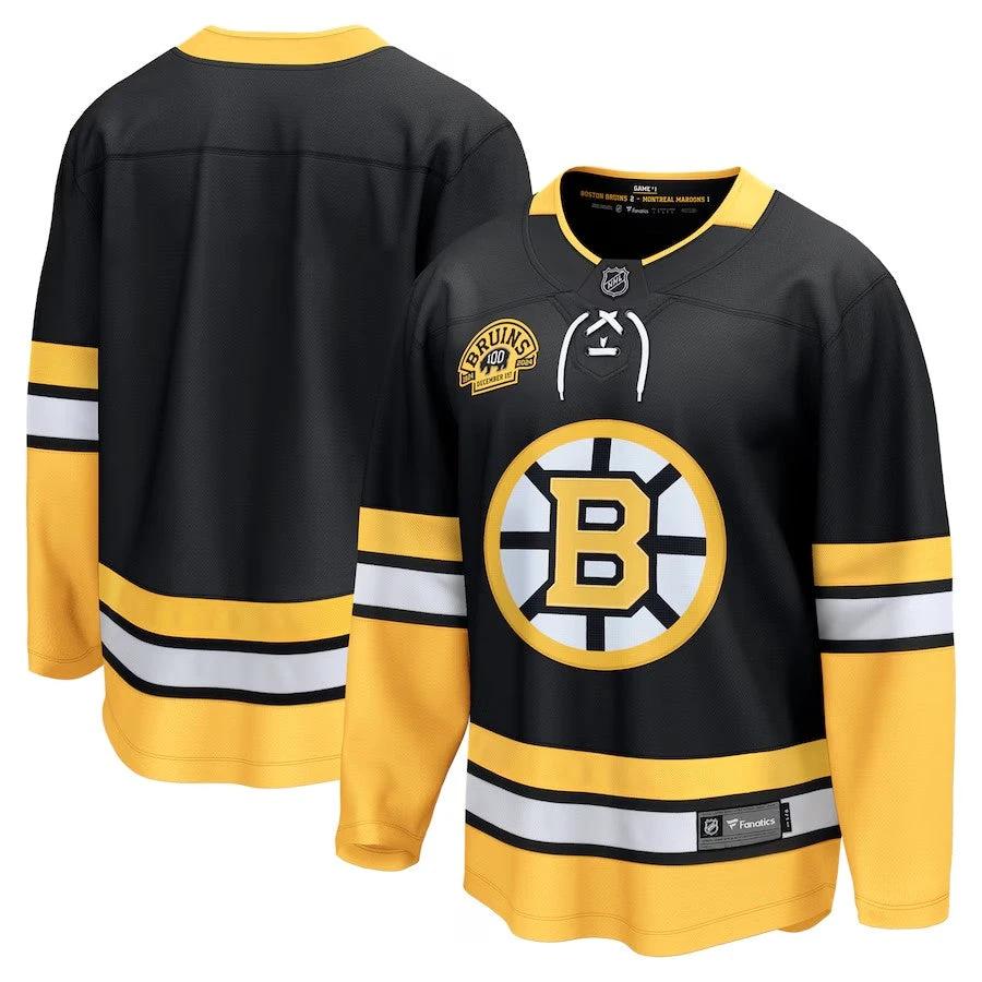 Men's Boston Bruins 100th Anniversary Premier Breakaway Jersey Black by Hockey David