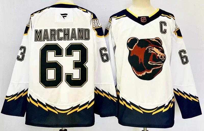 Men's Boston Bruins #63 Brad Marchand Jersey Stitched by Hockey David
