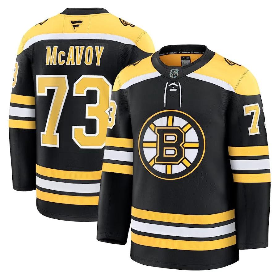 Men's Boston Bruins #73 Charlie McAvoy Home Premium Jersey Black by Hockey David