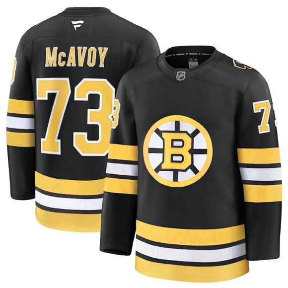 Men's Boston Bruins #73 Charlie McAvoy Jersey Black 2025 Home Stitched by Hockey David