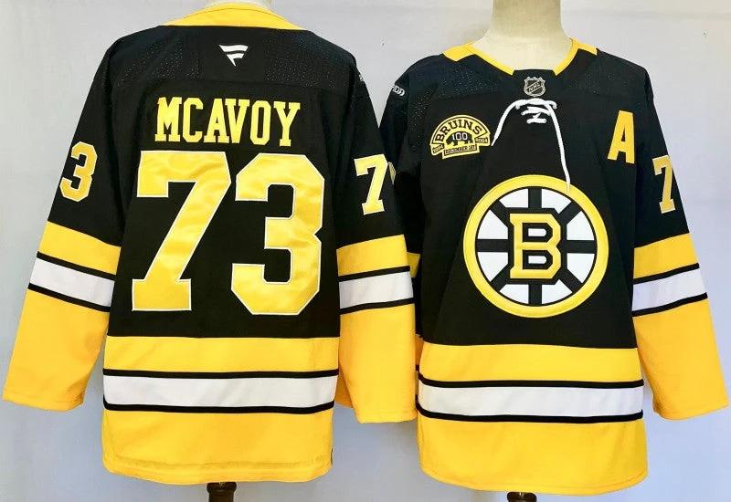 Men's Boston Bruins #73 Charlie McAvoy Jersey Stitched Yellow by Hockey David
