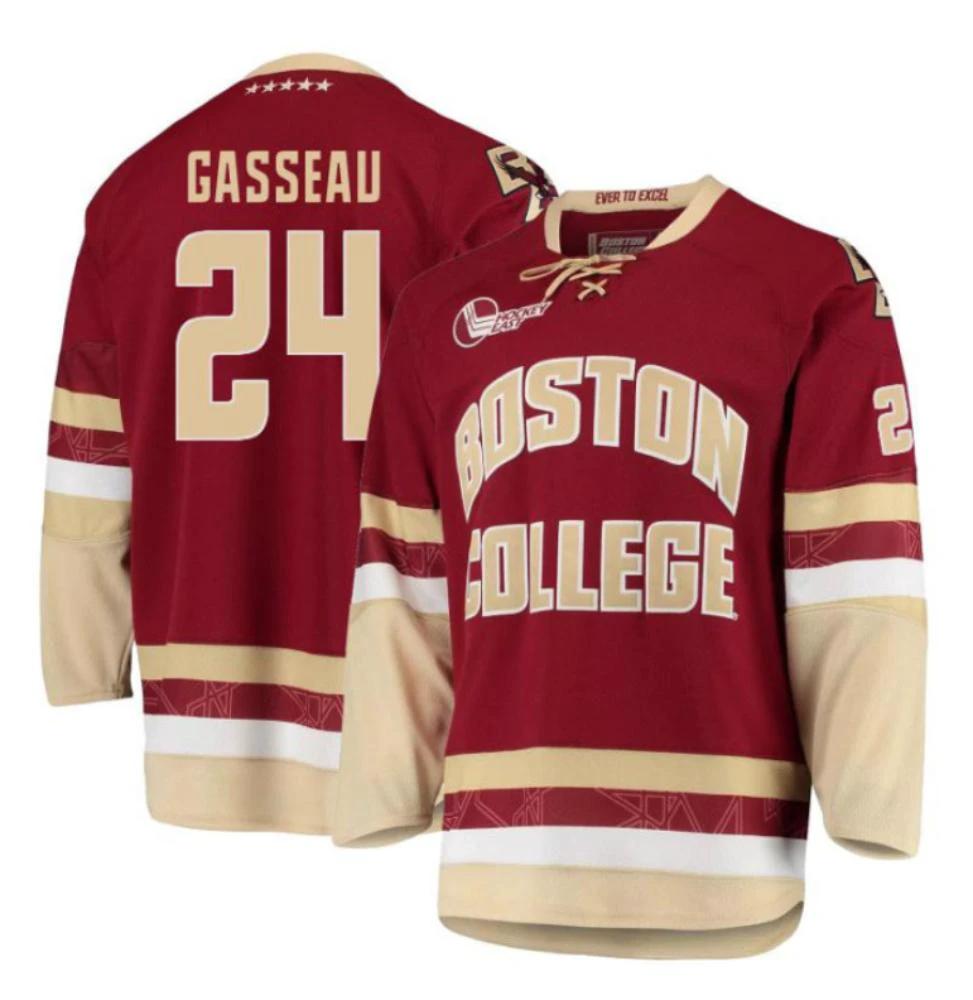 Men's Boston College Eagles Andre Gasseau #24 Hockey Stitched Maroon Jersey by Hockey David